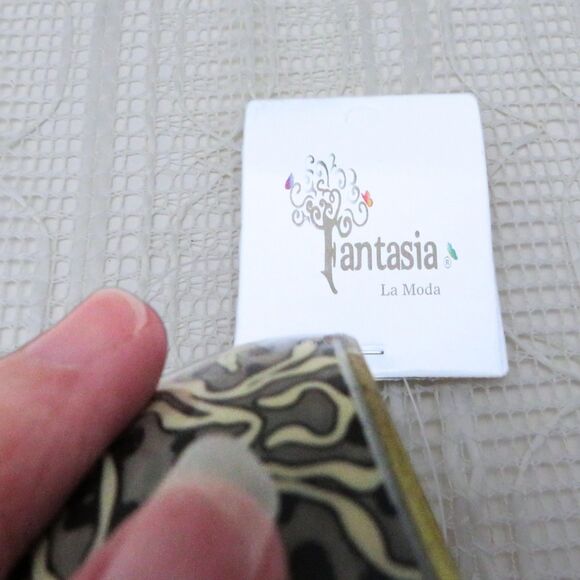 Chunky Metal Bangle Bracelet with Tan and Black Pattern for Women Casual - Picture 6 of 6